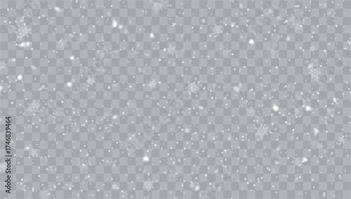 Snowfall isolated. Winter background. Snow overlay. Christmas Background.