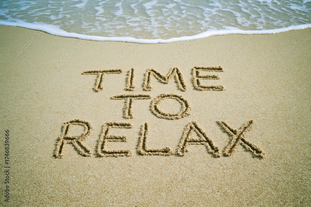 Fototapeta premium Time and relaxation inspire peaceful moments on a sandy beach as mindfulness invites calm freedom and vacation joy