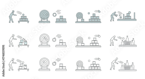 Line art illustrations of children riding scooters and bicycles in various poses.