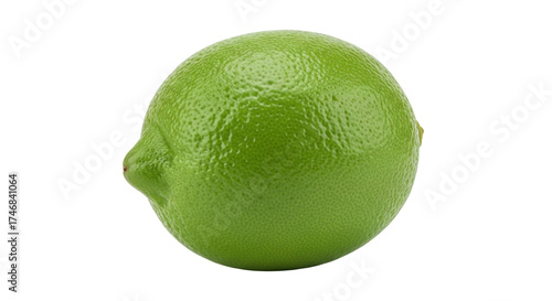 Isolated ripe lime citrus fruit with a smooth, textured green skin on a plain backdrop © Paul