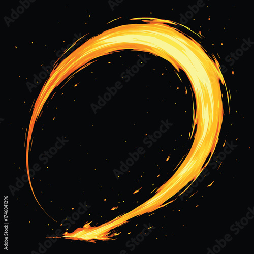 circular blazing slice brush vector, slice brush anime effect