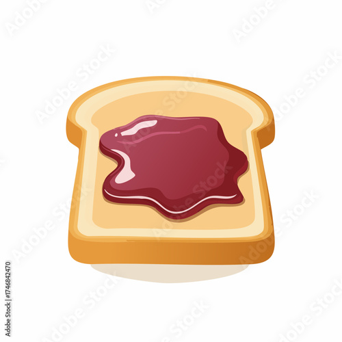 Cartoon illustration of a slice of toast topped with a generous dollop of dark red jam.