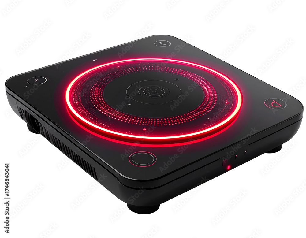 Fototapeta premium Induction PNG cooktop with glowing red ring
