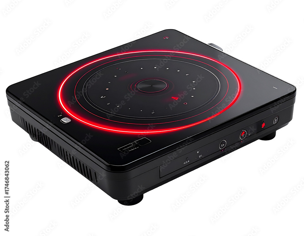 Fototapeta premium Induction PNG cooktop with glowing red ring