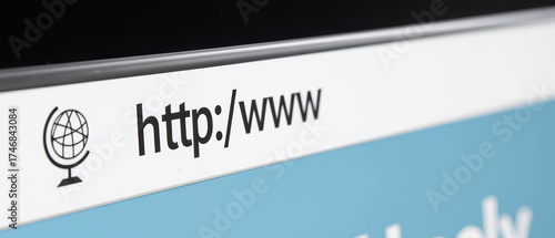 Web browser interface displaying URL with globe icon, symbolizing internet connectivity and online navigation