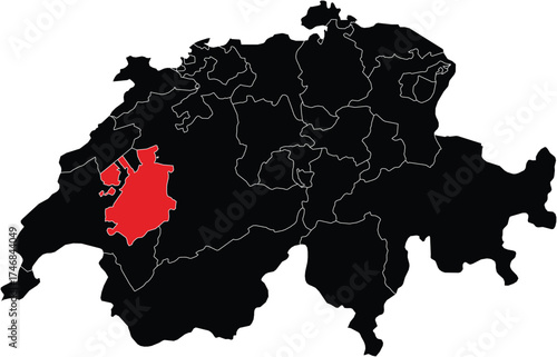 Fribourg Canton on Switzerland Map