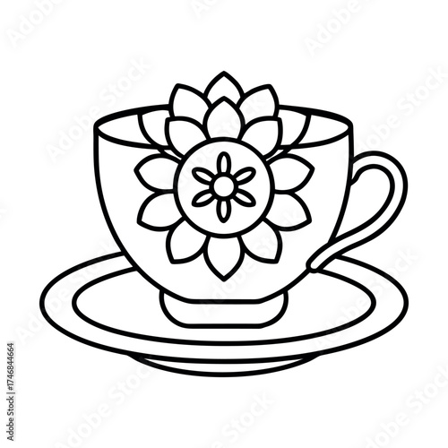 Whimsical teacup with decorative flower design ideal for crafts and decor