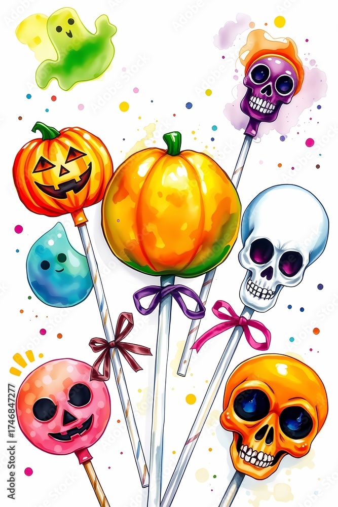 Fototapeta premium Halloween Sweets and Lollipops Decor