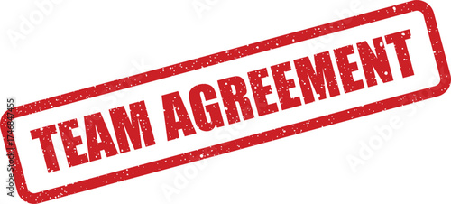 Textured rectangular stamp with TEAM AGREEMENT message indicating successful consensus and approval