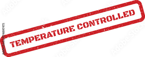 Textured rectangular visual mark presenting TEMPERATURE CONTROLLED for conveying environmental regulation and storage conditions