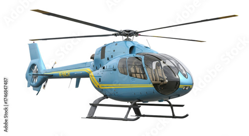 Isolated passenger helicopter ready to fly through the air on a beautiful day to destinations