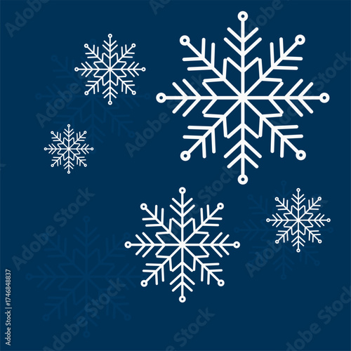 Beautiful Ice Crystal Snowflake Vector, Elegant Line Art Illustration, Editable Winter Design for Holiday Decoration, Greeting Card, and Seasonal Graphics.
