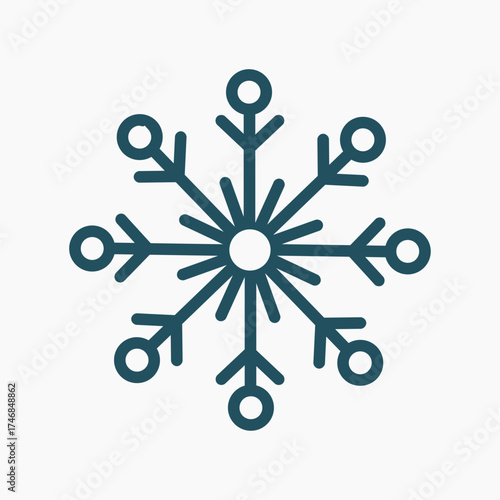 Creative Snowflake Vector Art, Intricate Winter Crystal Illustration, Editable Line Drawing for Holiday Ornament and Seasonal Graphic Use.