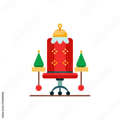 christmas boardroom chair decorations on white 