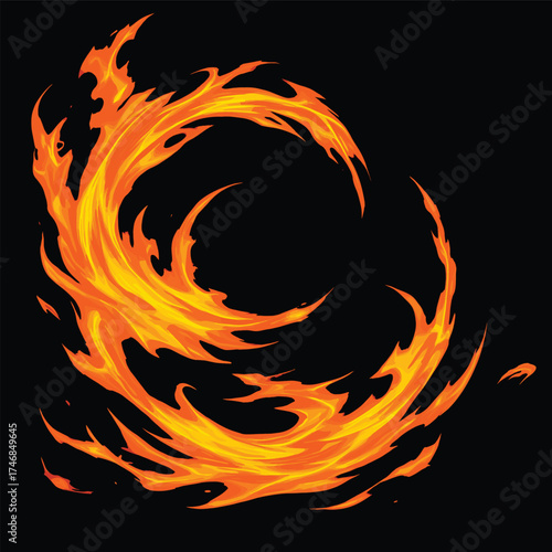 circular blazing flame fire eksplosion vector, fire eksplosion anime effect