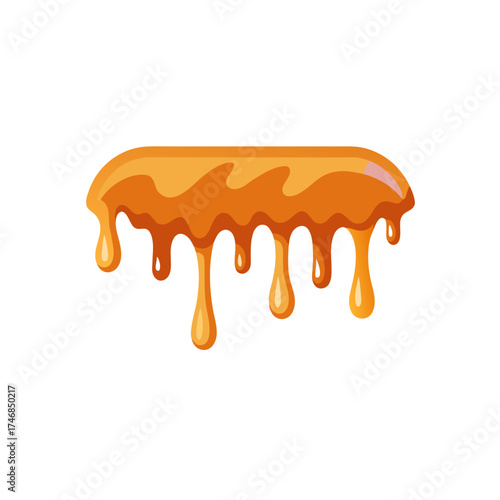 caramel sauce drip  a single luscious line  