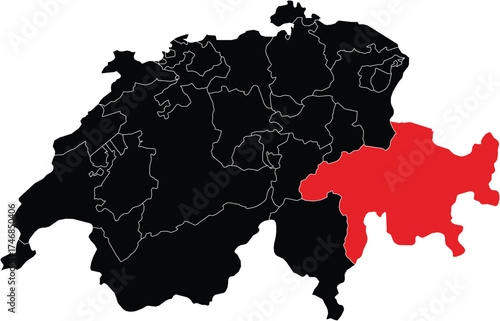 Grisons Canton on Switzerland Map