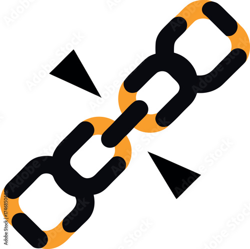 Broken link concept icon representing disconnection broken connection internet symbol