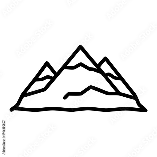 Vector art of majestic mountain range outline, capturing the essence of natures grandeur and the spirit of adventure, perfect for minimalist designs and outdoor themes