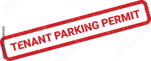Textured rubber stamp graphic indicating an official tenant parking permit for designated residential areas