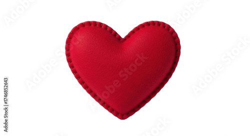 Bild auf Leinwand Isolated red felt heart with blanket stitch for crafting romantic sentiments clo