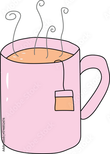 Doodle hand drawn a cup of tea vector.