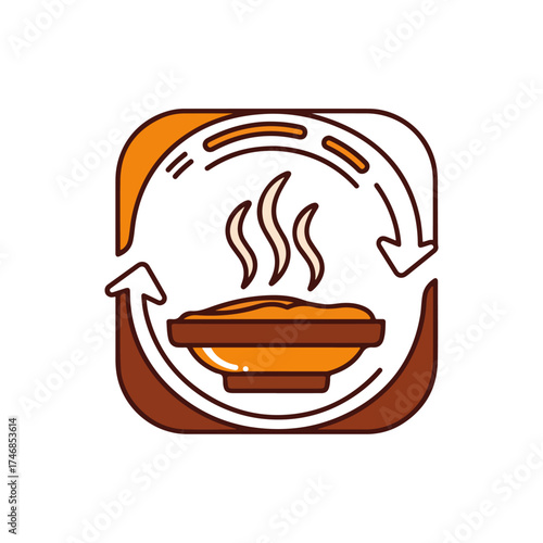 Hot Meal Cycle Warming Process Icon