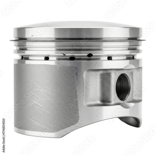 Clean Metallic Engine Piston Product Shot Isolated on White Background
