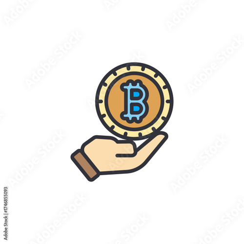 A hand holding a Bitcoin symbol, representing cryptocurrency value, investment security, and digital financial growth in modern blockchain economy.