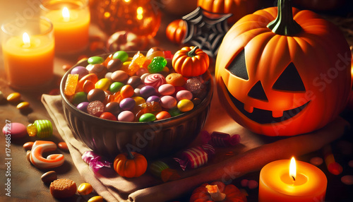 halloween pumpkin with candy