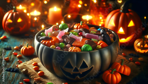 halloween pumpkin with candy