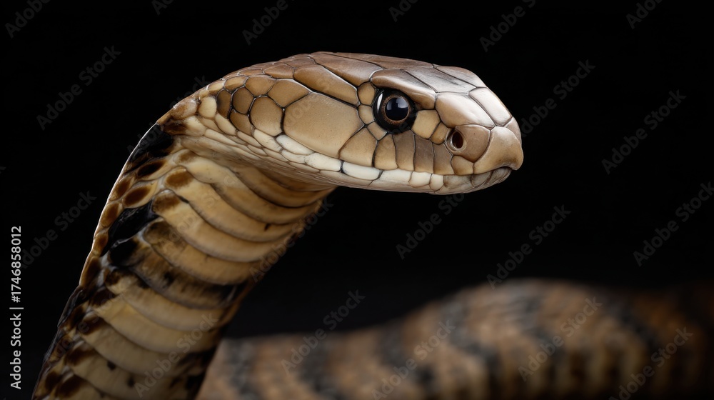 Fototapeta premium Close-Up of a Majestic Snake with Intricate Pattern and Detail