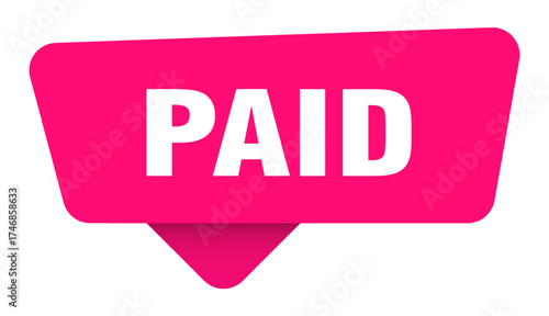paid magenta sticker isolated on transpatent background. paid sign