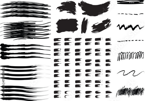 Marker and Ink Brush Lines Vector Set — Hand Drawn Strokes, Scribbles and Textures