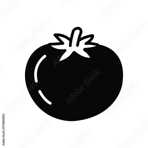 Single tomato silhouette shows a solid black outline on a white background