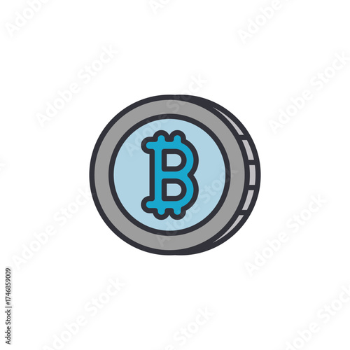 3D coin with Bitcoin symbol, representing digital currency, blockchain value, and cryptocurrency trade in financial technology industry.