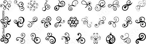 Elegant decorative swirl ornament vector set with vintage floral flourish and calligraphic design elements