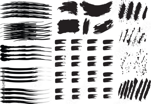 Grunge Brush Strokes and Artistic Lines Vector Elements — Ink, Paint and Marker Textures