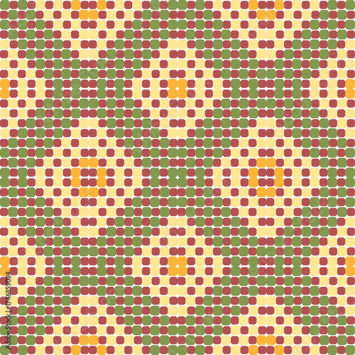 An abstract seamless geometric pattern featuring circles, perfect for a vector textile design or wallpaper illustration
