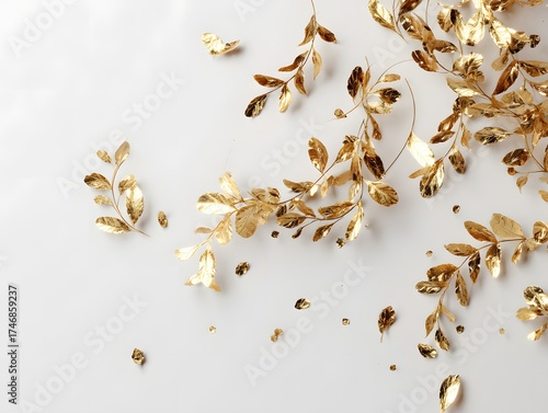 17. Minimal golden decorations scattered elegantly on white background