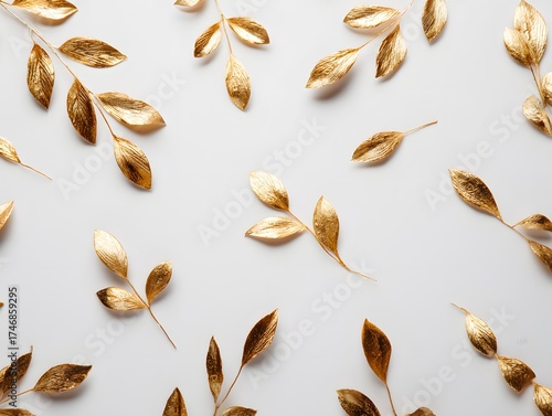 17. Minimal golden decorations scattered elegantly on white background