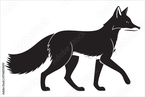 Minimalist Black and White Fox Silhouette Illustration