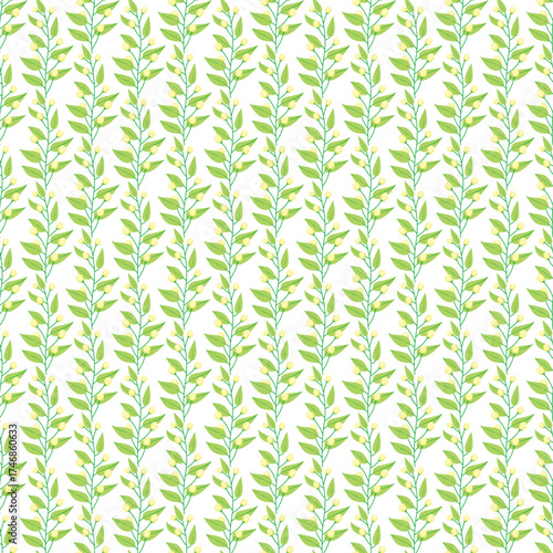 Wallpaper Mural Green Leaf Pattern With Yellow Buds - Fresh Botanical Design For Textiles And Decor Torontodigital.ca