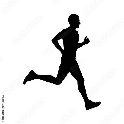 Silhouette icon of a marathon runner jogging vector design