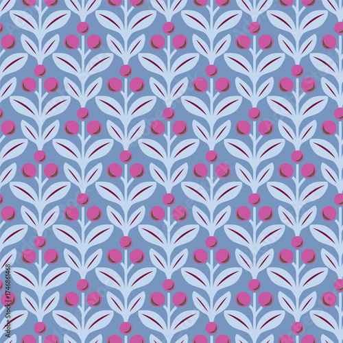 Seamless pattern with gaultheria procumbens plant. Cosmetic, perfumery plant. Vector hand drawn. Vector illustration.