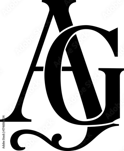 Obraz na plátně Elegant monogram with the letters A and G, in a refined and harmonious style