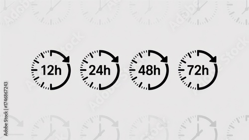 Time's Essence: Simplified symbols of time, each signifying a crucial stage of a project. A harmonious representation, conveying the essence of duration
