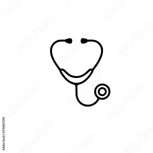 Modern stethoscope line art for medical professionals and healthcare industry promotions scalable vector