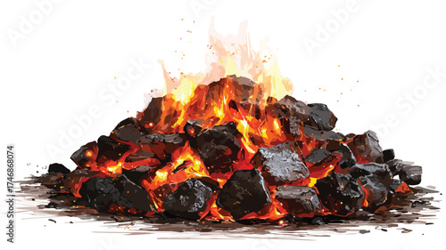 Glowing Embers Pile Hot Coals Burning Charcoal Fire Pit Campfire Image