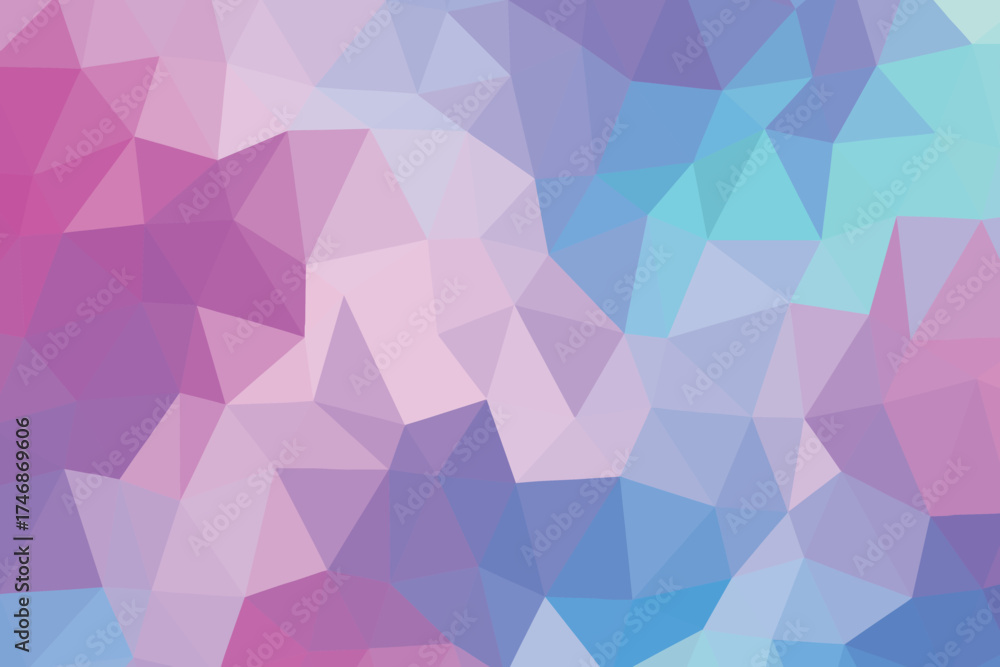 Obraz premium Abstract Geometric Background with Pastel Colors A Captivating Mosaic of Triangles in Pink, Purple, and Blue Tones Creates a Visually Stunning Effect